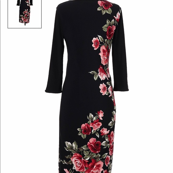 White House Black Market XS Black Floral Cocktail Dress - Picture 2 of 2
